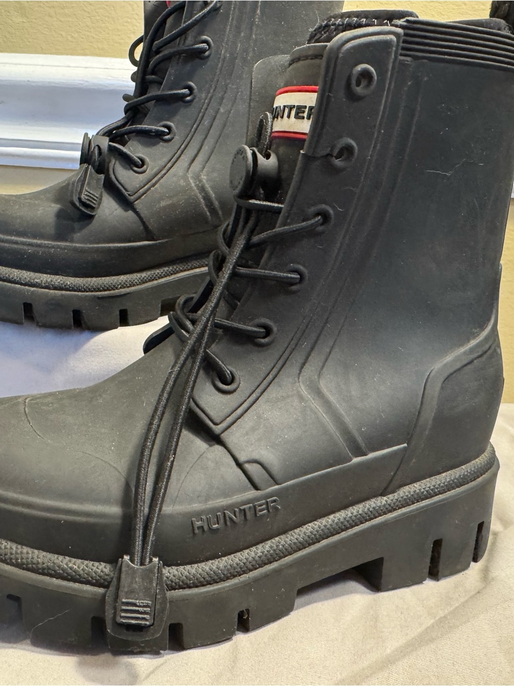 Hunter Kids Stomper Black Rubber Lace-Up Rain Boots